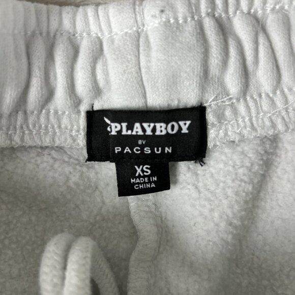 PLAYBOY by PACSUN Womens Shorts White Drawstring Extra Small XS Fleece Lined - Picture 3 of 10